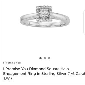 Diamond Sq. Ring Sterling Silver (1/6 Carat T.W.)